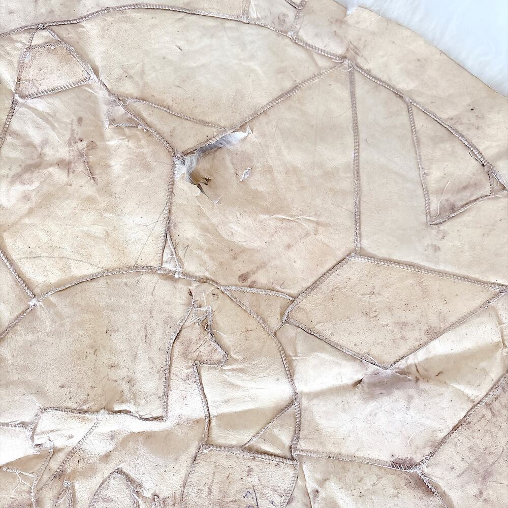 SOUTH AMERICAN ROUND PATCHWORK ALPACA FUR RUG - Picture 7 of 16